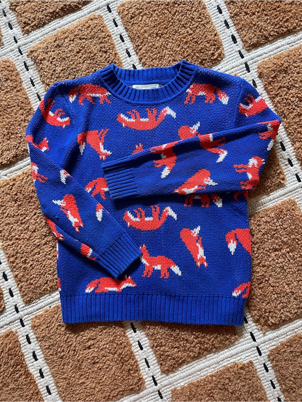 Tucker and Tate blue and orange pullover fox sweater size 4 toddler
